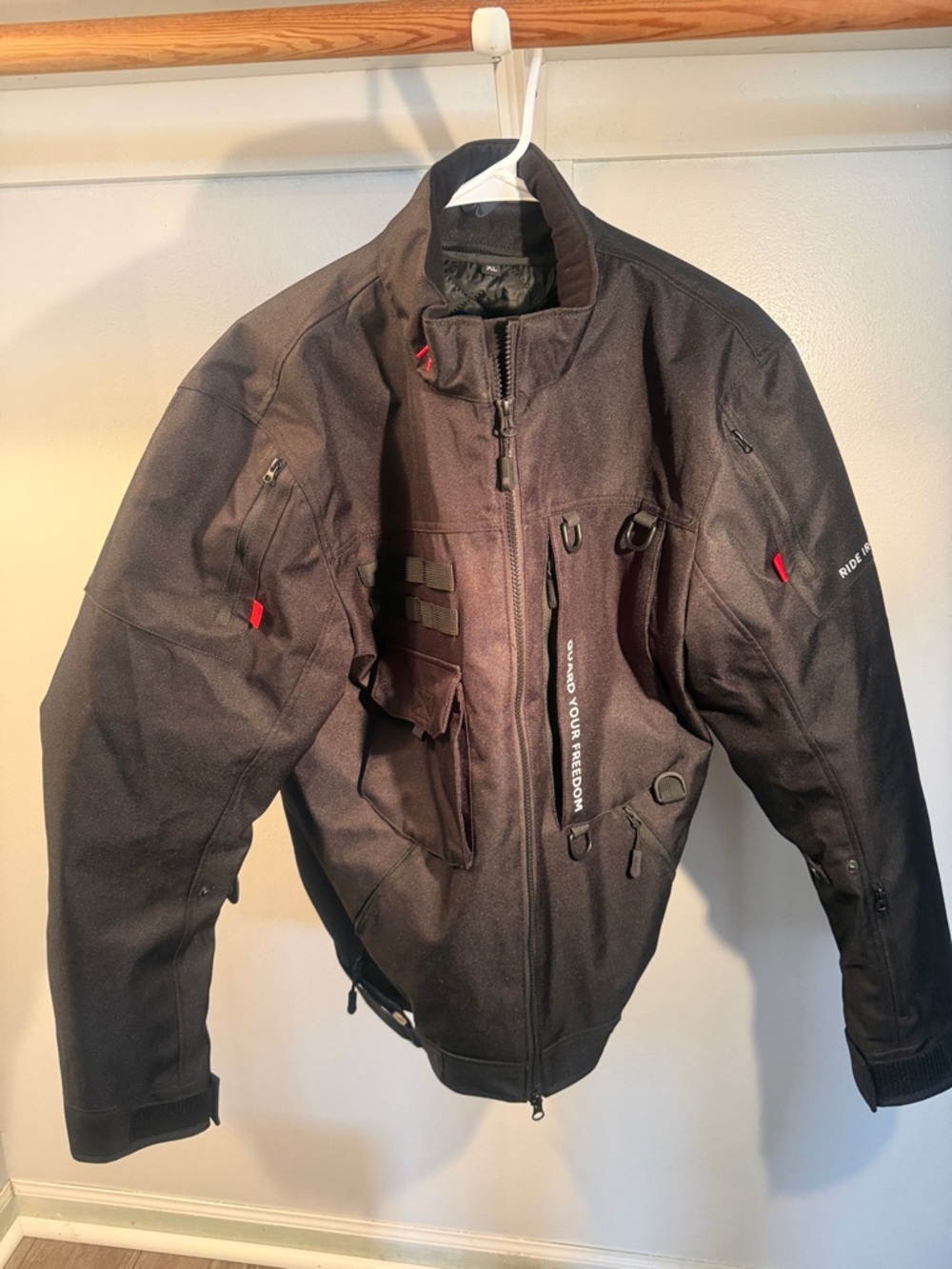 Ride Iron Men's Black Performance Riding Jacket with Red Accents